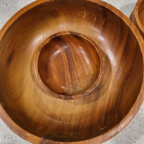 8 pc set Vintage Monkey Paw Carved Water Buffalo Salad Bowl - Picture 7 of 7